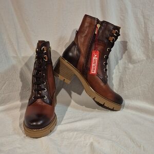 Pikolinos Soria Brown Lace Up Boots with Rugged Sole UK Size 40 USA Womens 9/9.5